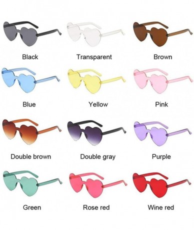 Rimless Cute Sexy Retro Love Heart Rimless Sunglasses Women Luxury Sun Glasses Female Eyewear Candy Color - Transparent - CQ1...