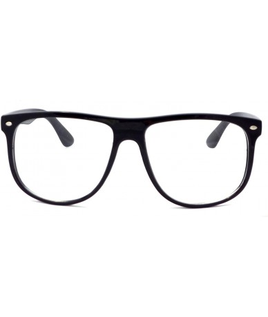 Oversized NERD Geek Oversized Flat Top Frame Unisex Clear Lens Eye Glasses - Black - CR1827EW3EW $18.76