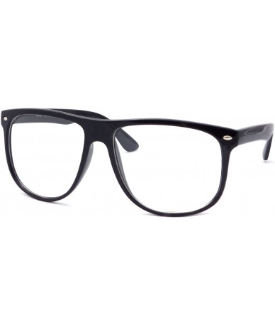 Oversized NERD Geek Oversized Flat Top Frame Unisex Clear Lens Eye Glasses - Black - CR1827EW3EW $18.76