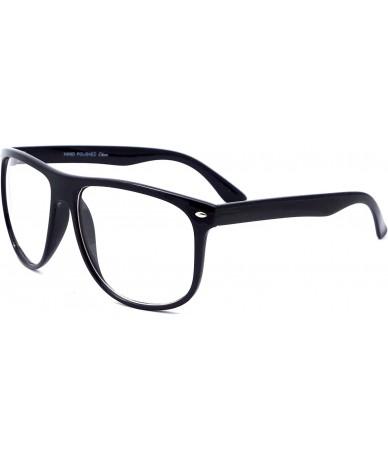 Oversized NERD Geek Oversized Flat Top Frame Unisex Clear Lens Eye Glasses - Black - CR1827EW3EW $18.76