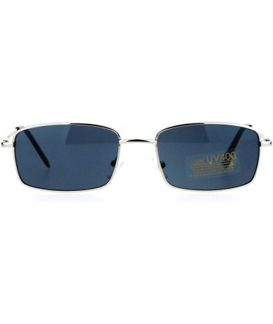 Rectangular Small Frame Sunglasses Thin Metal Rectangular Fashion Spring Hinge - Silver - CS187C3NIID $19.04