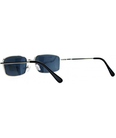 Rectangular Small Frame Sunglasses Thin Metal Rectangular Fashion Spring Hinge - Silver - CS187C3NIID $19.04