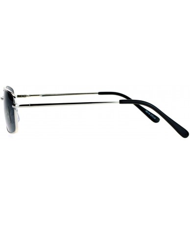 Rectangular Small Frame Sunglasses Thin Metal Rectangular Fashion Spring Hinge - Silver - CS187C3NIID $19.04