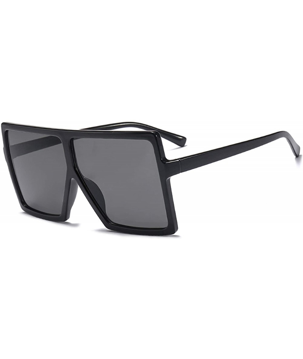 Oversized Oversized Square Frame Sunglasses for Womens Flat Top Shades Sunglasses - Black - CQ18L3X5ACQ $19.61