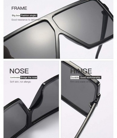 Oversized Oversized Square Frame Sunglasses for Womens Flat Top Shades Sunglasses - Black - CQ18L3X5ACQ $19.61