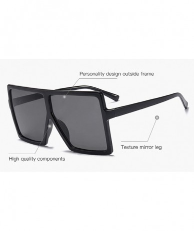 Oversized Oversized Square Frame Sunglasses for Womens Flat Top Shades Sunglasses - Black - CQ18L3X5ACQ $19.61