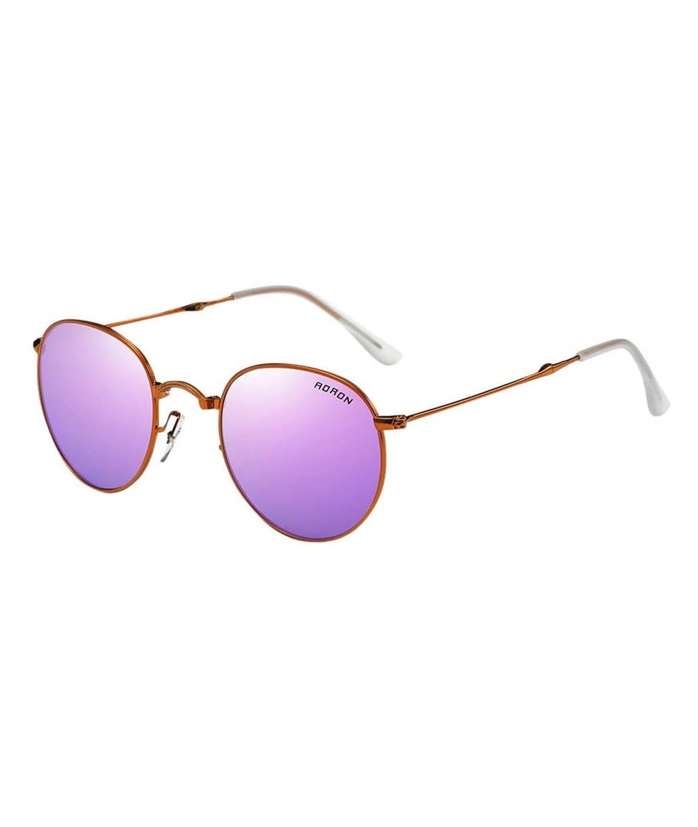 Round Polarized Sunglasses for Men Folding Sunglasses- Potable Eyewear Sun Glasses for Outdoor - Purple - CQ18X7I8YQM $23.55