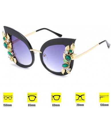 Goggle Woman Cat eye Sunglasses Stylish oversized frame Eyewear with Rhinestones - C1 - CF189L2GTYW $18.70