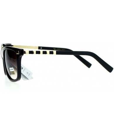 Wayfarer Luxury Designer Rectangular Horn Rim Gradient Lens Bling Sunglasses - Black Brown - C912HHXPGZ3 $23.67