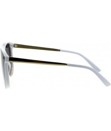 Shield Oceanic Gradient Color Lens Shield Horn Mod Trendy Sunglasses - White Black Brown - C318EXLZXWD $23.61