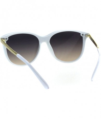 Shield Oceanic Gradient Color Lens Shield Horn Mod Trendy Sunglasses - White Black Brown - C318EXLZXWD $23.61