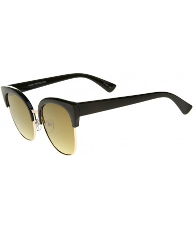 Cat Eye Modern Oversized Half-Frame Color Mirror Flat Lens Cat Eye Sunglasses 58mm - Black / Gold Mirror - CX12GSJNPTV $21.06