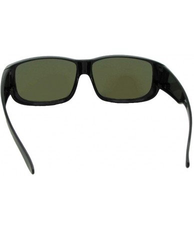 Rectangular Medium Fit Over Polarized Sunglasses F27 - Black Frame-blue Mirror Gray Lenses - CE18G288385 $31.01