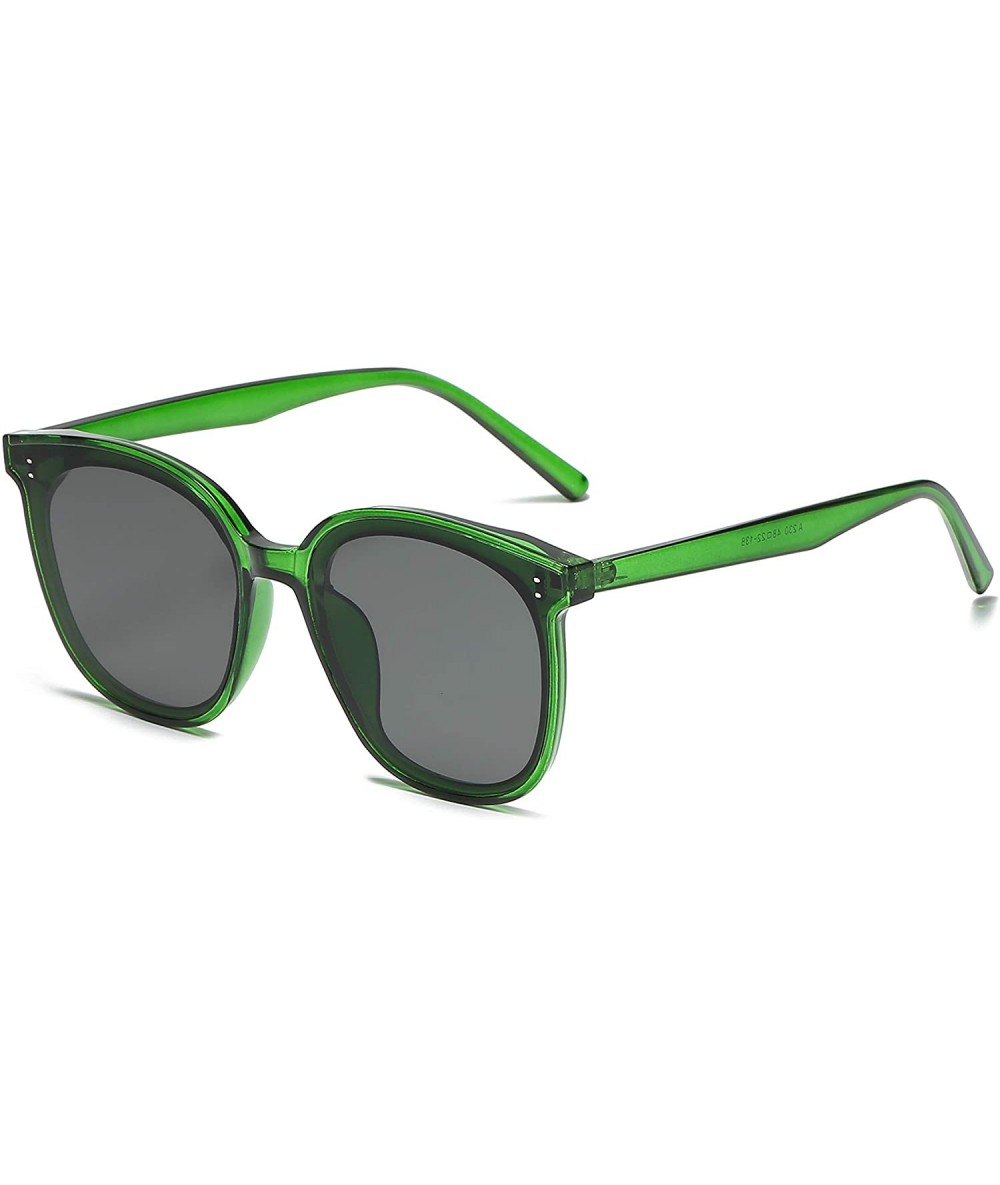 Oversized Round Oversized Sunglasses for Women Men UV Protection 8057 - Green/Black - C3196425MCH $16.10