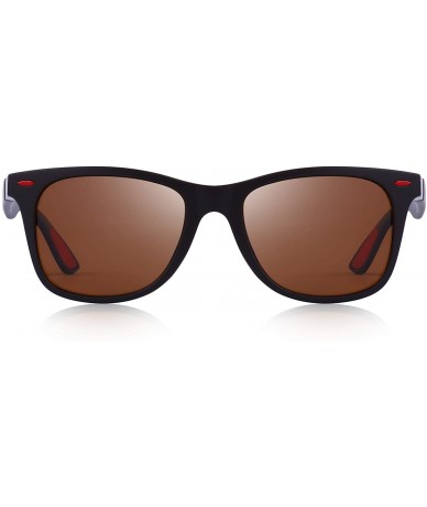 Square Ultra Lightweight Retro Rectangular Rivets Polarized Sunglasses-100% UV protection - Brown - CZ18MH7IZWE $33.92