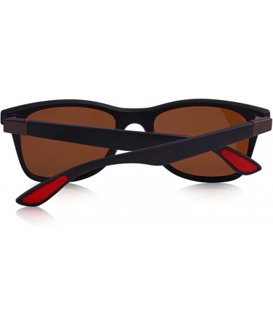 Square Ultra Lightweight Retro Rectangular Rivets Polarized Sunglasses-100% UV protection - Brown - CZ18MH7IZWE $33.92