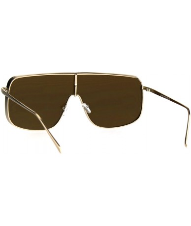 Oversized Super Oversized Sunglasses Futuristic Shield Metal Square UV 400 - Gold (Brown) - C6186NMR8KN $23.87