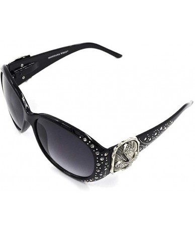 Wayfarer Wayfarer Tooled Sunglasses For Women Rhinestone Western UV 400 Protection Shades With Bling - Black - C7199HS4T2O $3...