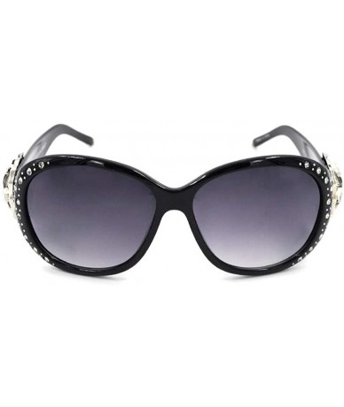 Wayfarer Wayfarer Tooled Sunglasses For Women Rhinestone Western UV 400 Protection Shades With Bling - Black - C7199HS4T2O $3...