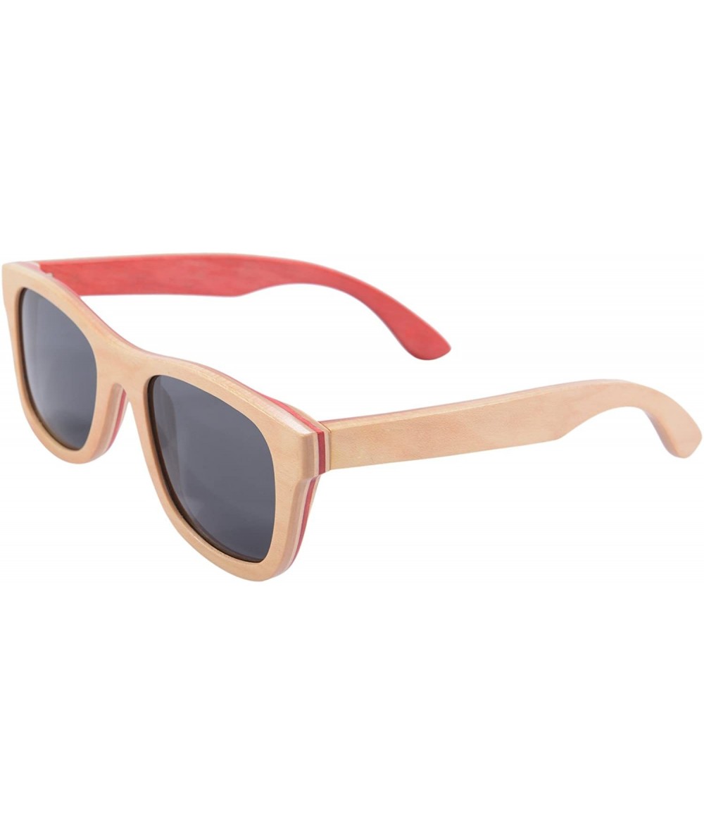 Wayfarer Handmade Polarized Wood Sunglasses Skateboard Wooden Sun Glasses UV400 Protection-Z68004 - Nature/Red - C1183CRHYD9 ...