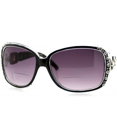 Oversized Womens Bifocal Lens Sunglasses Oversized Square Rhinestone Frame - Black - C3126BK907N $19.96