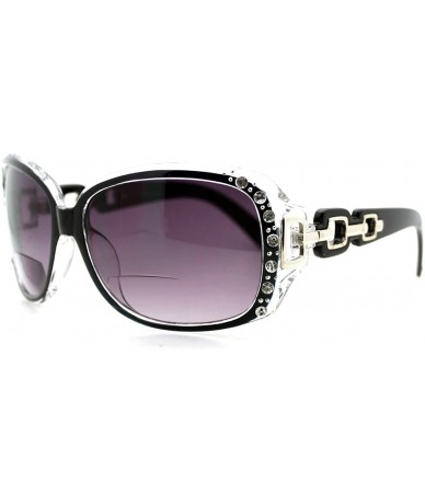 Oversized Womens Bifocal Lens Sunglasses Oversized Square Rhinestone Frame - Black - C3126BK907N $19.96