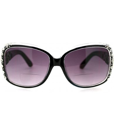 Oversized Womens Bifocal Lens Sunglasses Oversized Square Rhinestone Frame - Black - C3126BK907N $19.96