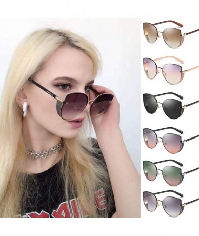 Rimless Oversize Polarized Sunglasses for Women - Metal Frame Irregular Eyewear Retro UV Protection Sun Glasses Shades - CA19...