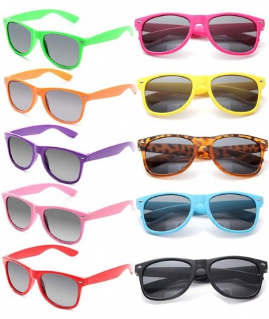 Wayfarer Wholesale Sunglasses Bulk for Adults Party Favors Retro Classic Shades 10 Pack - Mixed - C118REZKAIW $30.19