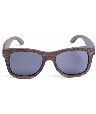 Square Polarized Bamboo Wood Sunglasses for Men Women - Handmade Sunglasses with Case - Gray - CH197AI7XZ7 $46.25