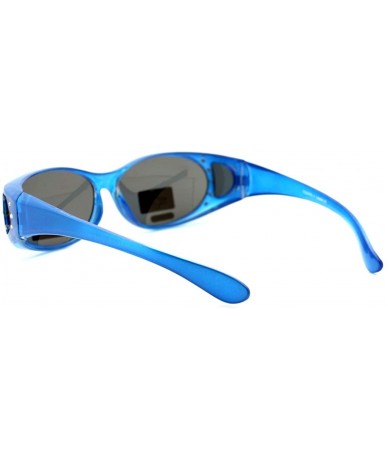 Oval Polarized Lens Fit Over Glasses Sunglasses Womens Oval Frame Rhinestones - Blue - C112HFY87KF $19.86