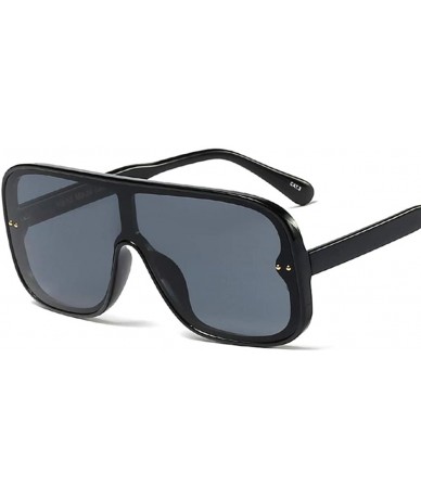 Rimless Oversized Shield Sunglasses for Women Rimless Vintage Square Rectangular Frame - Black - CW180ARO83H $29.59