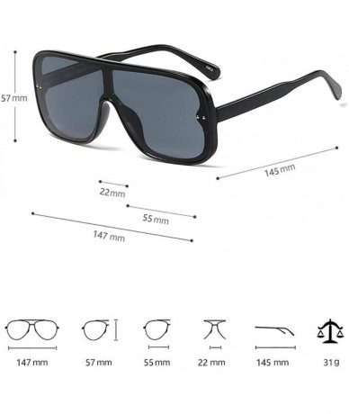 Rimless Oversized Shield Sunglasses for Women Rimless Vintage Square Rectangular Frame - Black - CW180ARO83H $29.59