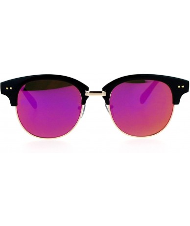 Wayfarer Hipster Mirrored Half Horned Rim Horned Sunglasses - Purple - CR12DI9C7SJ $23.53