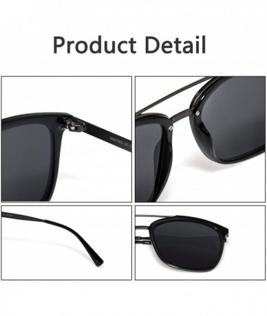 Oversized Classic Polarized Sunglasses for Men Women- Horn Rimmed- UV400 Protection - Shiny Black Frame 7062 - CF18RUG69SE $2...