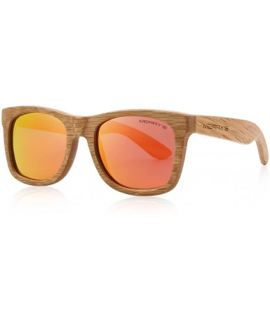 Square Men Wooden Polarized Sunglasses 100% UV Protection vintage Eyewear S5140 - Red - CK186CZS0NR $41.36