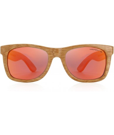 Square Men Wooden Polarized Sunglasses 100% UV Protection vintage Eyewear S5140 - Red - CK186CZS0NR $41.36