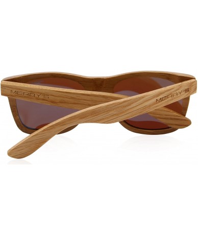 Square Men Wooden Polarized Sunglasses 100% UV Protection vintage Eyewear S5140 - Red - CK186CZS0NR $41.36