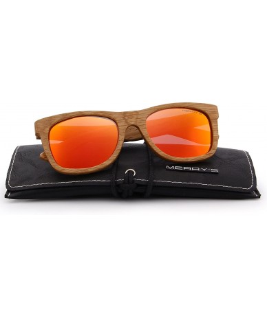 Square Men Wooden Polarized Sunglasses 100% UV Protection vintage Eyewear S5140 - Red - CK186CZS0NR $41.36