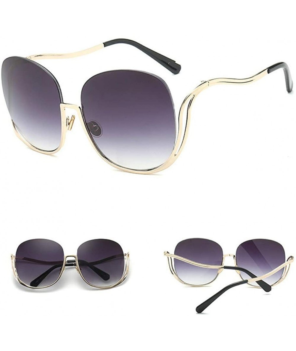 Oversized Frameless Gradient Sunglasses Ladies Luxury Oversized Round Sunglasses Ladies Transparent Glasses - CP198QLX74S $59.84