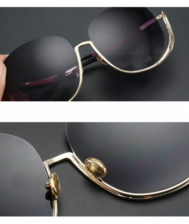 Oversized Frameless Gradient Sunglasses Ladies Luxury Oversized Round Sunglasses Ladies Transparent Glasses - CP198QLX74S $59.84