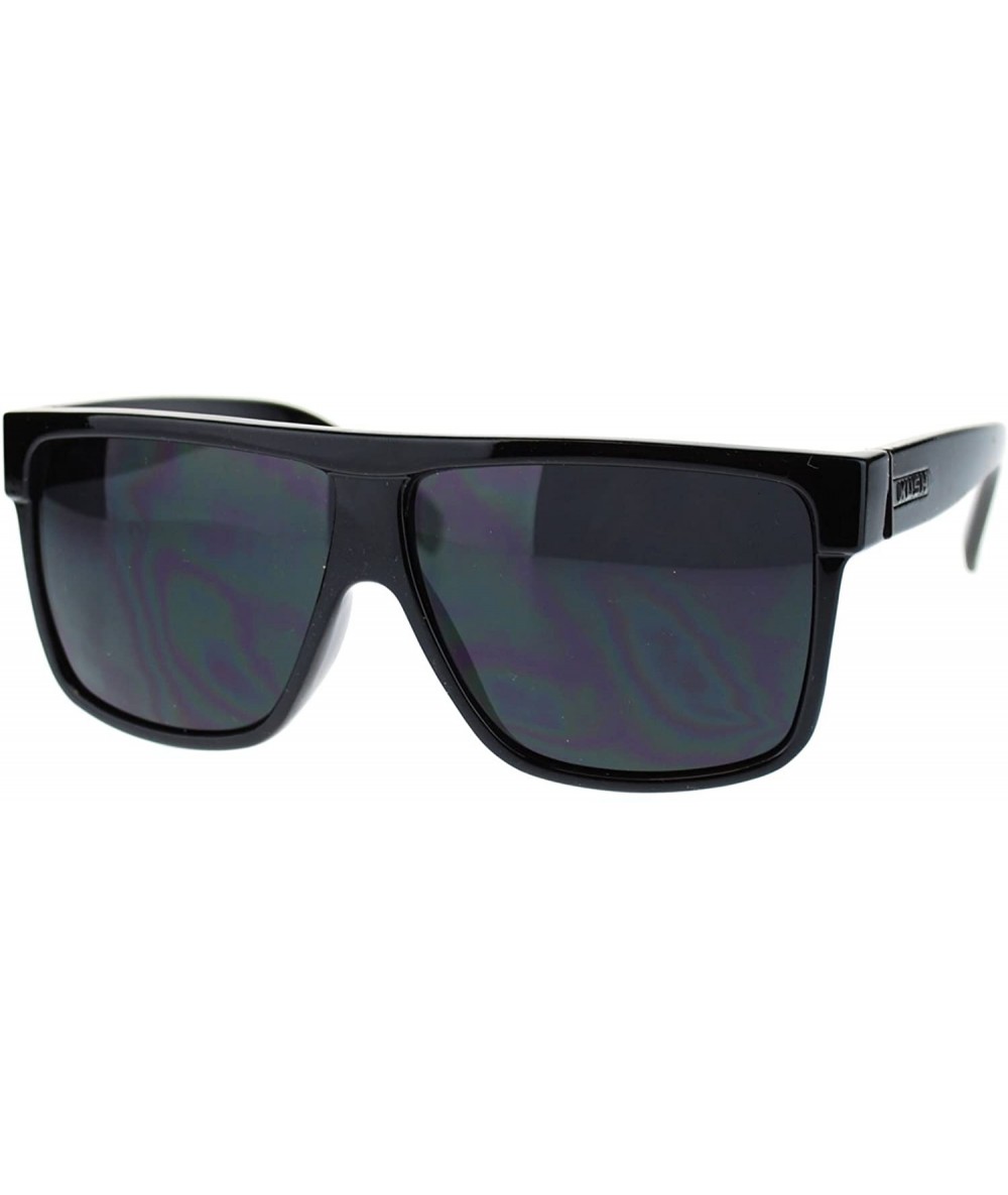 Square KUSH Men's Sunglasses Flat Top Square Frame Black Dark Lens - CS11P4QBE07 $17.91