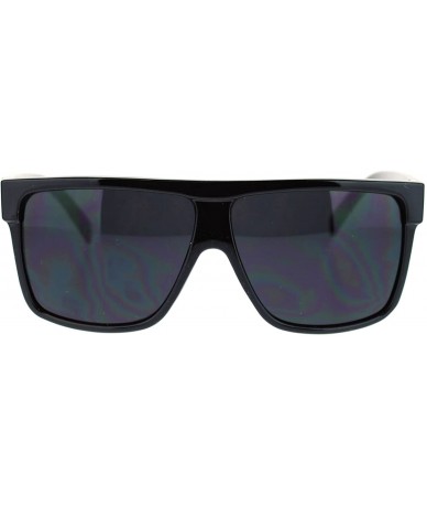 Square KUSH Men's Sunglasses Flat Top Square Frame Black Dark Lens - CS11P4QBE07 $17.91