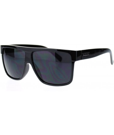 Square KUSH Men's Sunglasses Flat Top Square Frame Black Dark Lens - CS11P4QBE07 $17.91