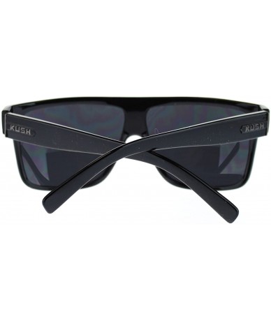 Square KUSH Men's Sunglasses Flat Top Square Frame Black Dark Lens - CS11P4QBE07 $17.91