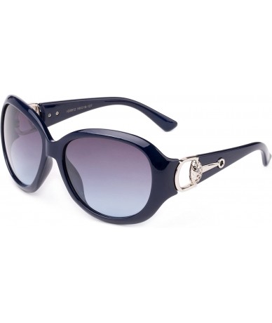 Round Ville" - Round Temple Design Fashion Sunglasses with UV Protection for Women - Navy - CP17YDAS4KO $19.93