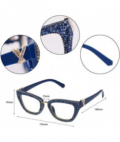 Semi-rimless Fashion Punk Sunglasses for Women Men - Square Glasses Matel Frame UV400 Protection - Shinny Blue - C318A5TM5X0 ...