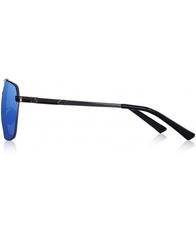 Square Rectangular Polarized Sunglasses for Men 100% UV protection - Blue Mirror - C518MH6IGYG $41.15