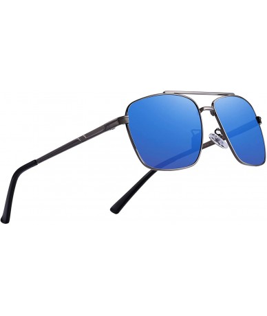 Square Rectangular Polarized Sunglasses for Men 100% UV protection - Blue Mirror - C518MH6IGYG $41.15