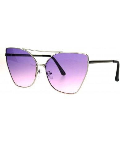 Cat Eye Womens Color Oceanic Gradient Metal Cat Eye Gothic Sunglasses - Silver Purple Pink - CR1827ESXTA $23.30